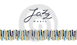Jazz music emblem or logo vector flat style illustration isolated, grand piano logotype for recording label or studio or musical
