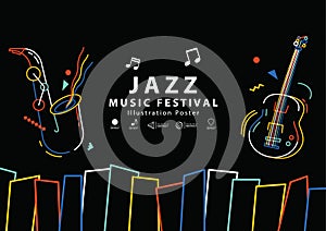 Jazz music festival banner poster A4 illustration vector.