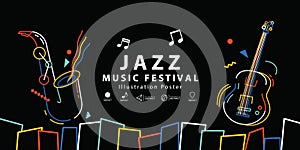 Jazz music festival banner poster illustration vector. Background concept.