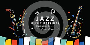 Jazz music festival banner poster illustration vector. Background concept.