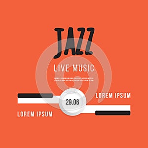 Jazz music festival, poster background template. Keyboard with music keys. Flyer Vector design