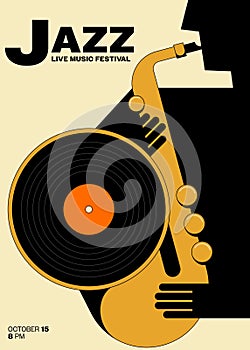 Jazz music festival poster template design background modern vintage retro style