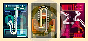 Jazz music festival vector posters set