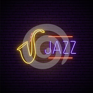 Jazz music neon sign.