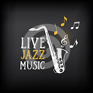 Jazz music party logo and badge design. Vector with graphic.