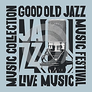 Jazz music poster with Studio microphone