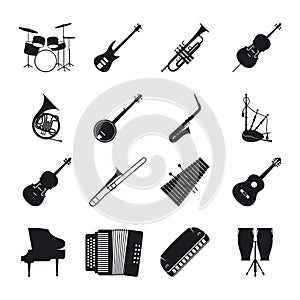 Jazz musical instrument silhouettes photo