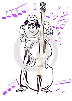 Jazz musician with contrabass
