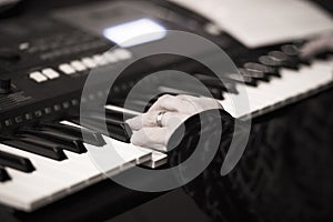Jazz musician playing piano keyboard musical instrument