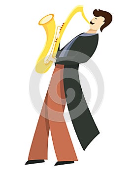 Jazz musician playing on saxophone.
