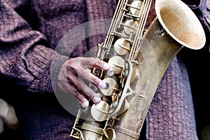 Jazz musician playing saxophone