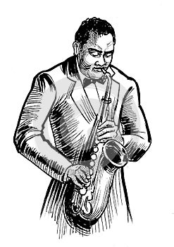 Jazz musician playing saxophone