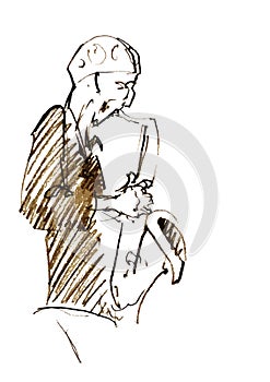 Jazz musician playing on saxophone
