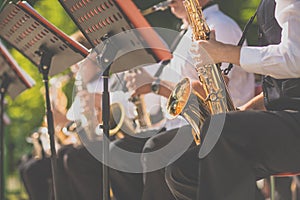 Jazz musicians playing the saxophone