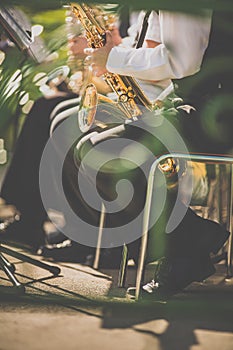 Jazz musicians playing the saxophone