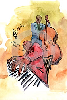 Jazz pianist and bassist photo