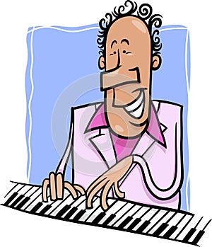 Jazz pianist cartoon illustration