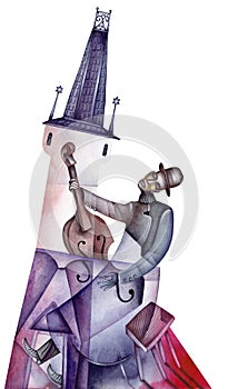 Jazz player. Art Painting Illustrations