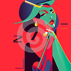 Jazz poster. Woman singer. Musician.