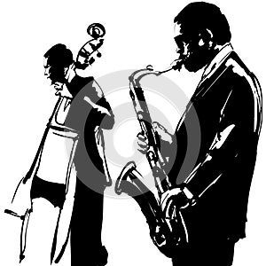 Jazz with saxophone and double-bass