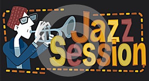 Jazz session, banner with trumpetist
