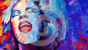 Jazz singer on grunge background