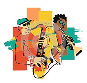 Jazz theme, trumpet player and saxophonist.