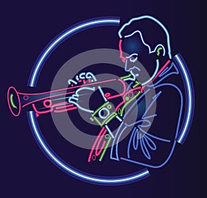 Jazz trumpet player neon sign