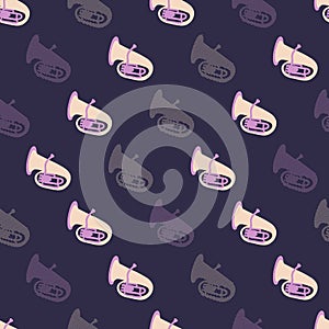 Jazz Tube Music Instrument Vector Graphic Art Seamless Pattern