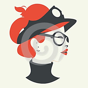 Jazz woman wearing an elegant visor and modern sunglasses