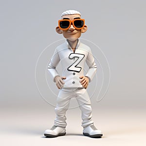 Jazzy Cartoon Man: 3d Model Of A Stylish Character In Sunglasses And White Suit