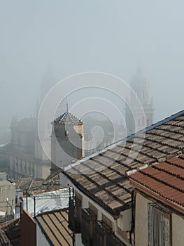 JaÃ©n cathedral shrouded in fog