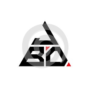 JBO triangle letter logo design with triangle shape. JBO triangle logo design monogram. JBO triangle vector logo template with red