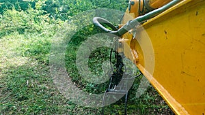 JCB Digger In Forest. Deforestation