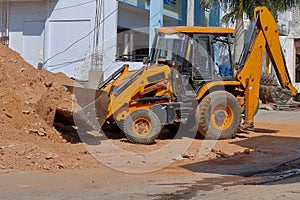 jcb machine at construction site  India
