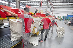 JD.com staff sorting packages