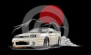 JDM Car drifting illustration