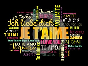 Je tâ€™aime (I Love You in French) in different languages