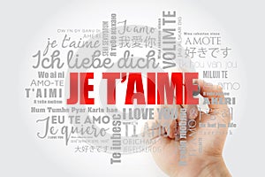 Je tâ€™aime I Love You in French word cloud