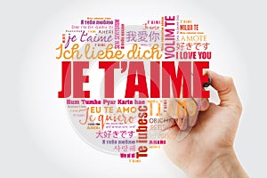 Je tâ€™aime I Love You in French word cloud