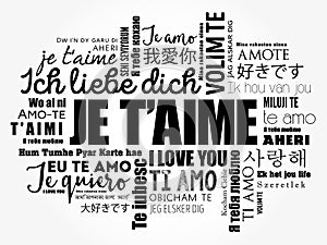 Je tâ€™aime (I Love You in French) word cloud