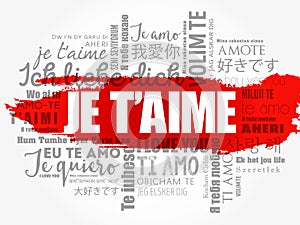 Je tâ€™aime (I Love You in French) word cloud