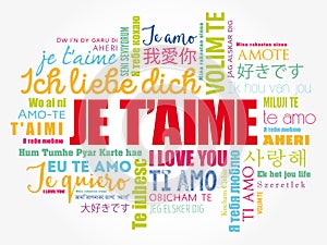 Je tâ€™aime (I Love You in French) word cloud
