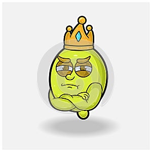 Jealous expression with Lemon Fruit Crown Mascot Character Cartoon