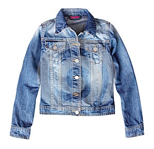 Jean denim female jacket isolated.