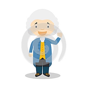 Jean-Jacques Rousseau cartoon character. Vector Illustration.