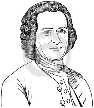 Jean Jacques Rousseau portrait in line art illustration, vector photo