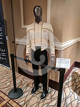 Jean-Luc Picard dress uniform Insurrection & Nemesis costume in exhibit at Star Trek Convention