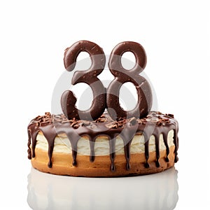 Jean Restout The Younger Style Cake With Number 38 On White Background