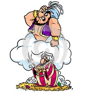 Jean wizard wish greedy Aladdin cartoon illustration